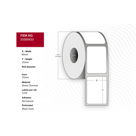 Capture Label 50x25 - Core 25 White | Product: 35000433 | High-Quality & Durable